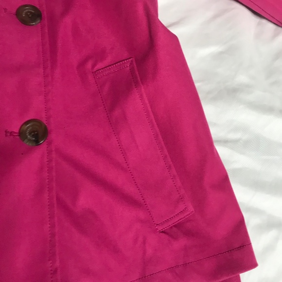 New Bright Pink Double-Breasted Trench Coat w/ Striped Lining – Women’s Small - Picture 6 of 12